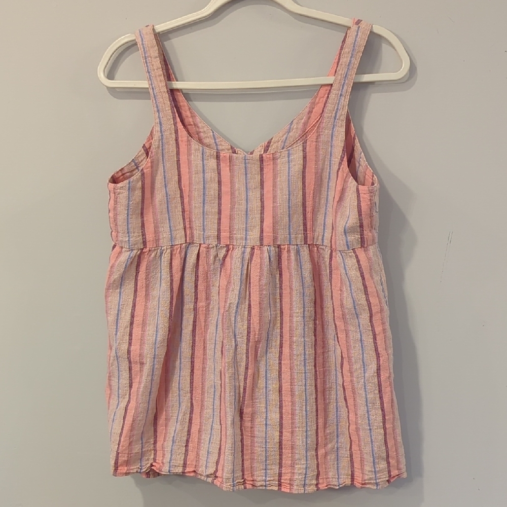 Maeve Anthropologie Babydoll Tank Top size 8 Pink Stripes - Picture 4 of 7
